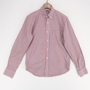 Gustin Shirt Mens M Red White Blue Plaid Slim Fit Button Down Long Sleeve